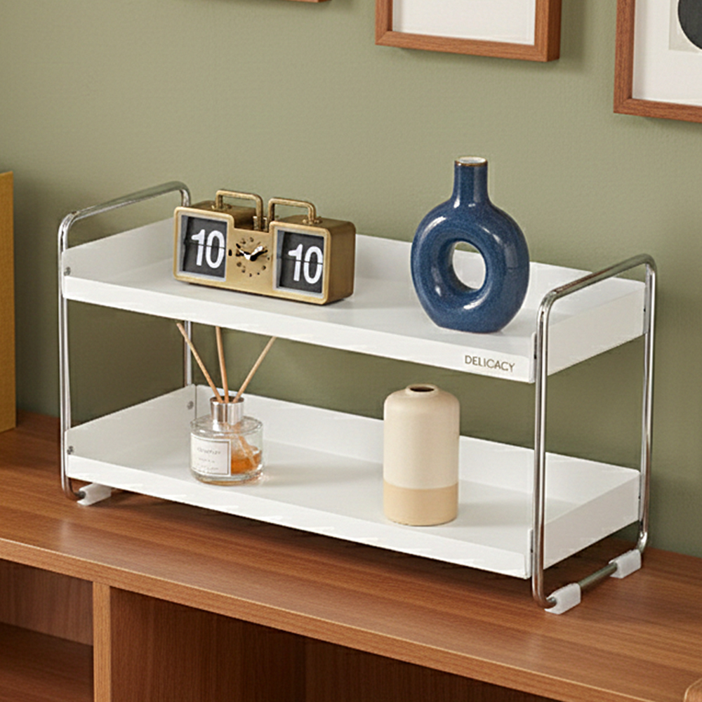 책상 위 미니 2단 미드센추리 정리 선반 400 화이트