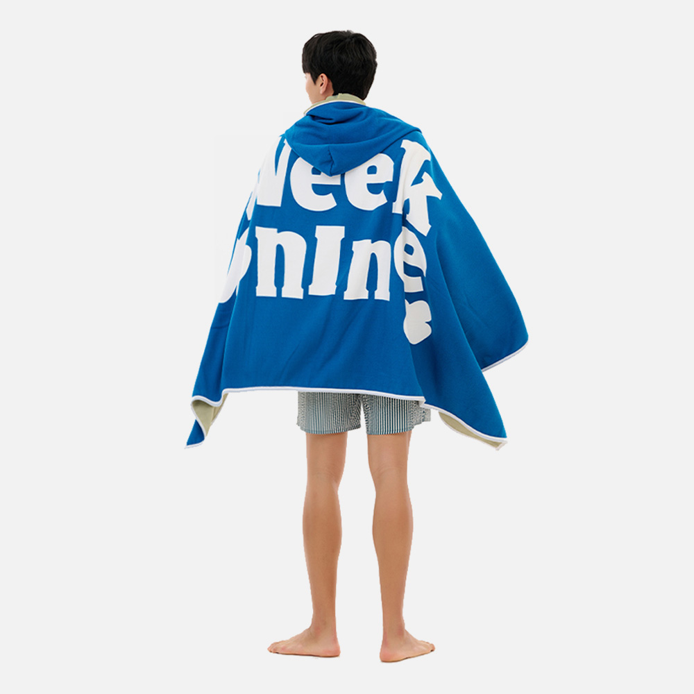 위크나인 극세사 입는 가벼운 대형타올 성인 후드 비치타올 로버 아이보리