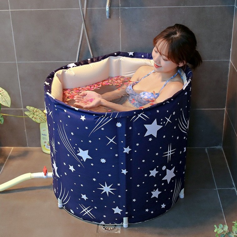 접이식 1인 욕조 가정용 미니 성인 간이 1인용 이동식 휴대용 대형 전신 원룸 욕조통 야외 목욕통 - 메인 이미지