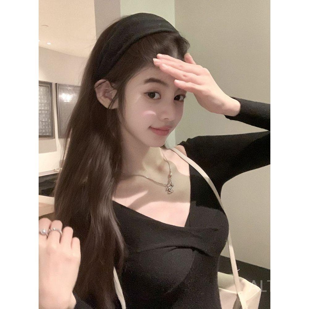 여성 봄 긴필티 티셔츠 오프숄더 - 상세 이미지 2