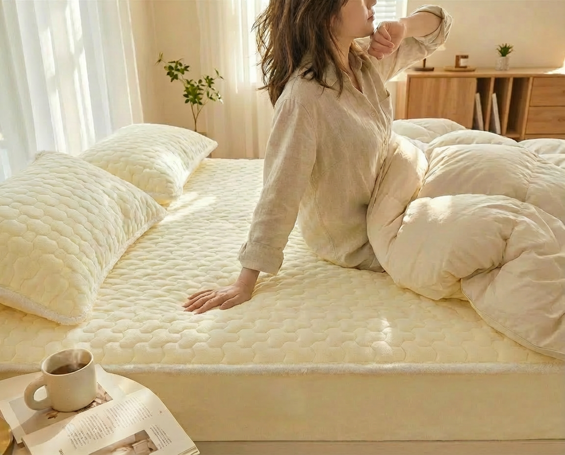 포니홈 극세사 매트리스커버 슈퍼싱글 누빔 겨울 침대커버 SS 120x200