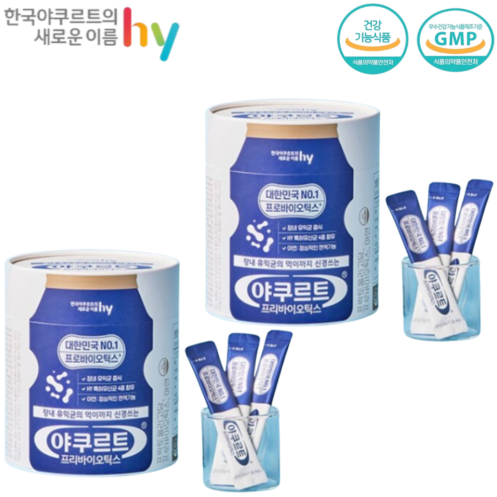한국야쿠르트 프리바이오틱스 FOS 60포 2박스 4개월 장건강 유산균 먹이 프락토올리고당 - 상품 이미지
