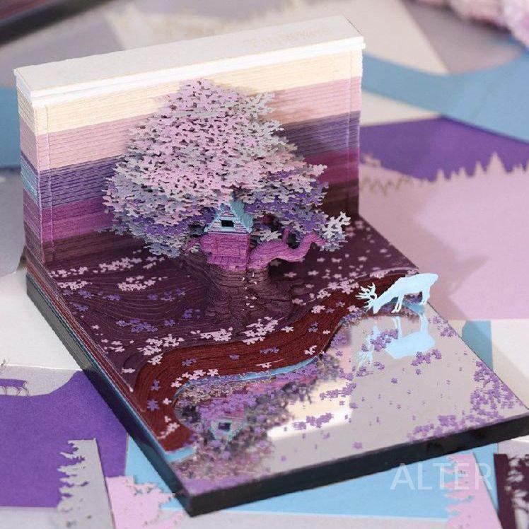 뜯어쓰는 입체달력 캘린더 신년 선물 새해 메모지 3D 버건디 약속 메모 - 상세 이미지 3