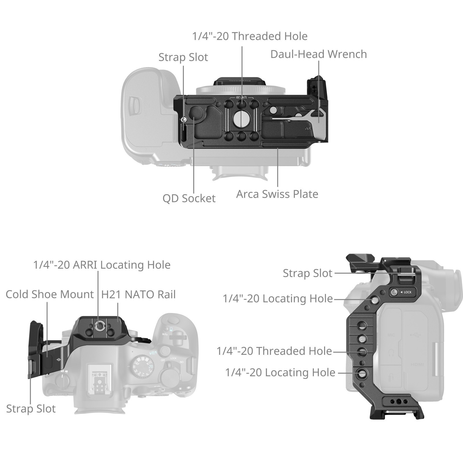 스몰리그 HawkLock 퀵 릴리즈 하프 케이지 (캐논 EOS R6 Mark III/R6 Mark II/R5 Mark II 전용) 5953 - 상세 이미지 2