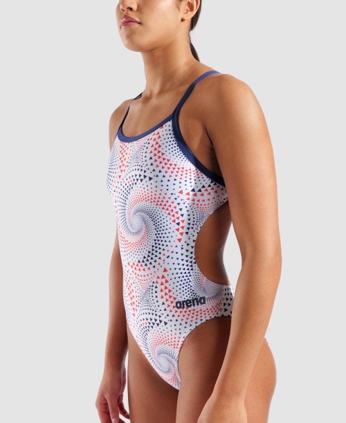 Arena Fireflow Challenge Back One Piece White Multi/Navy, 36 - 상품 이미지