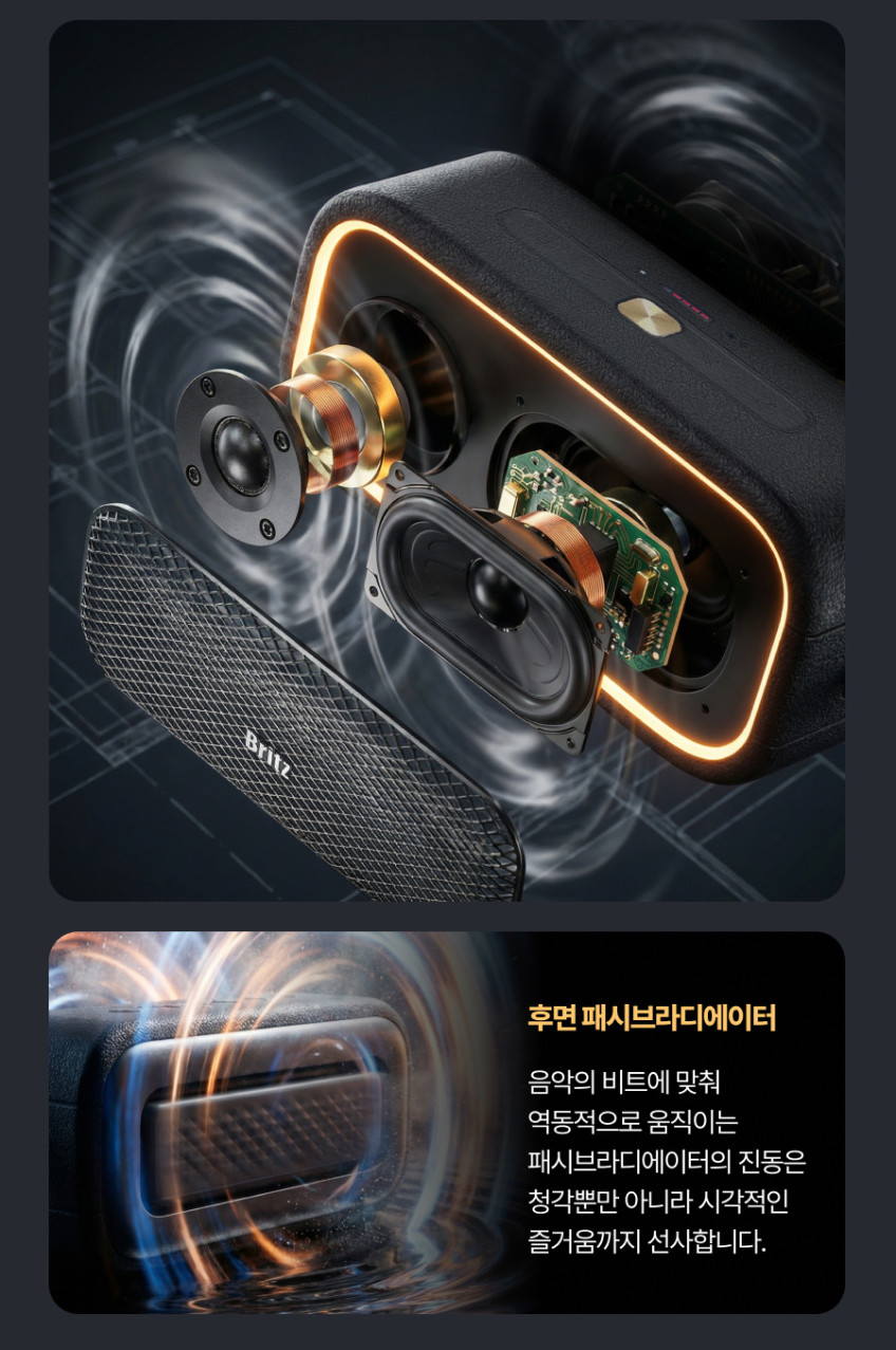 브리츠 블루투스 스피커 40W 아웃도어 스피커 TWS 방수 BZ-WX9 블랙 판매처 상세 정보 이미지 1