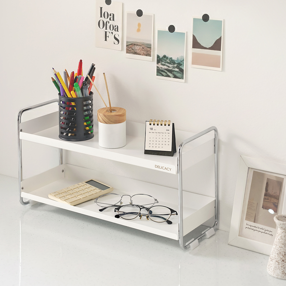 책상 위 미니 2단 미드센추리 정리 선반 400 화이트