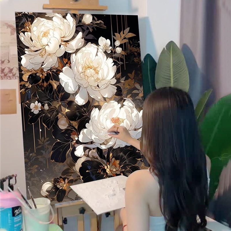 유화그리기세트 꽃그림 DIY 셀프페인팅 명화그리기 숫자그림 캔버스페인팅 대형 캔버스액자 - 상세 이미지 2