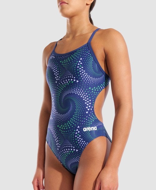 Arena Fireflow Challenge Back One Piece Navy/Team Blue Green, 36 - 상품 이미지