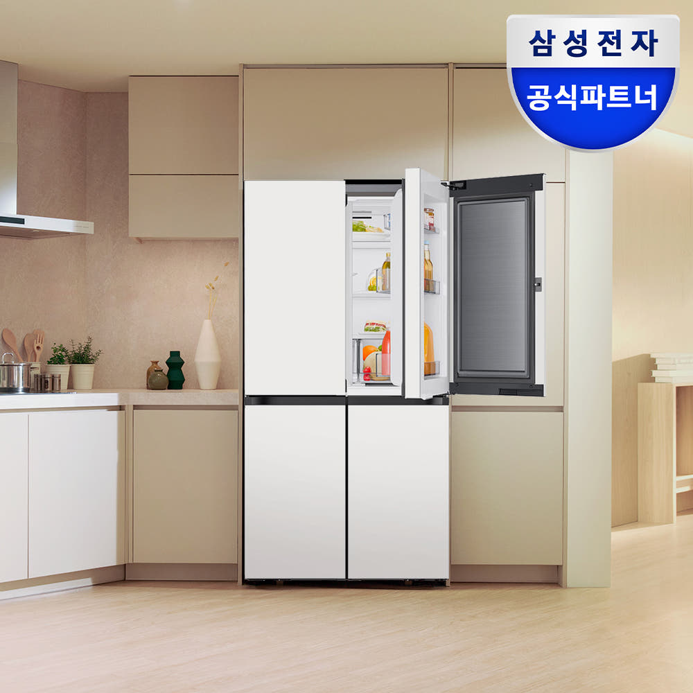 삼성공식파트너 문성전자 삼성 비스포크 AI 냉장고 4도어 902L 1등급 에센셜 화이트 RM70F90M1ZD