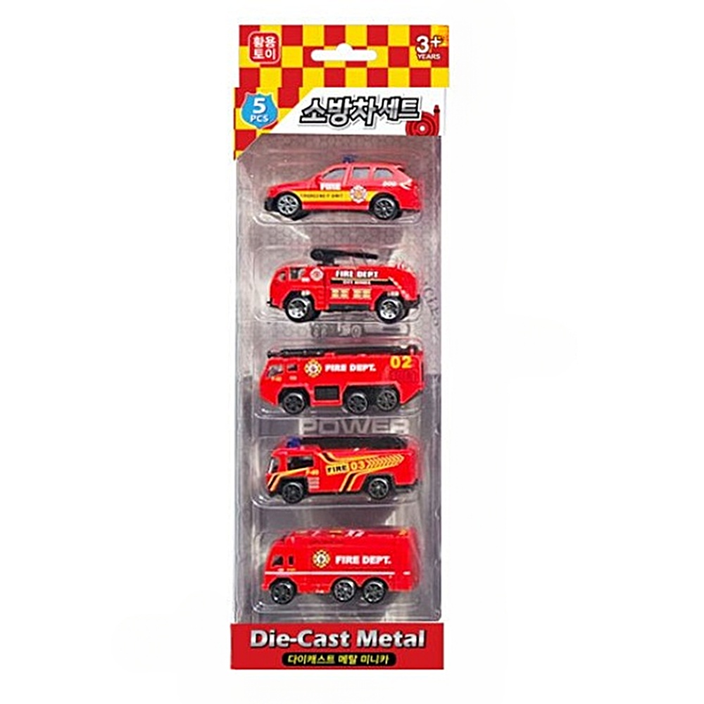 박대표마켓 메탈 다이캐스트 미니카 5종 세트 경찰차 소방차 건설중장비 군용차 어린이 완구 - 상세 이미지 2