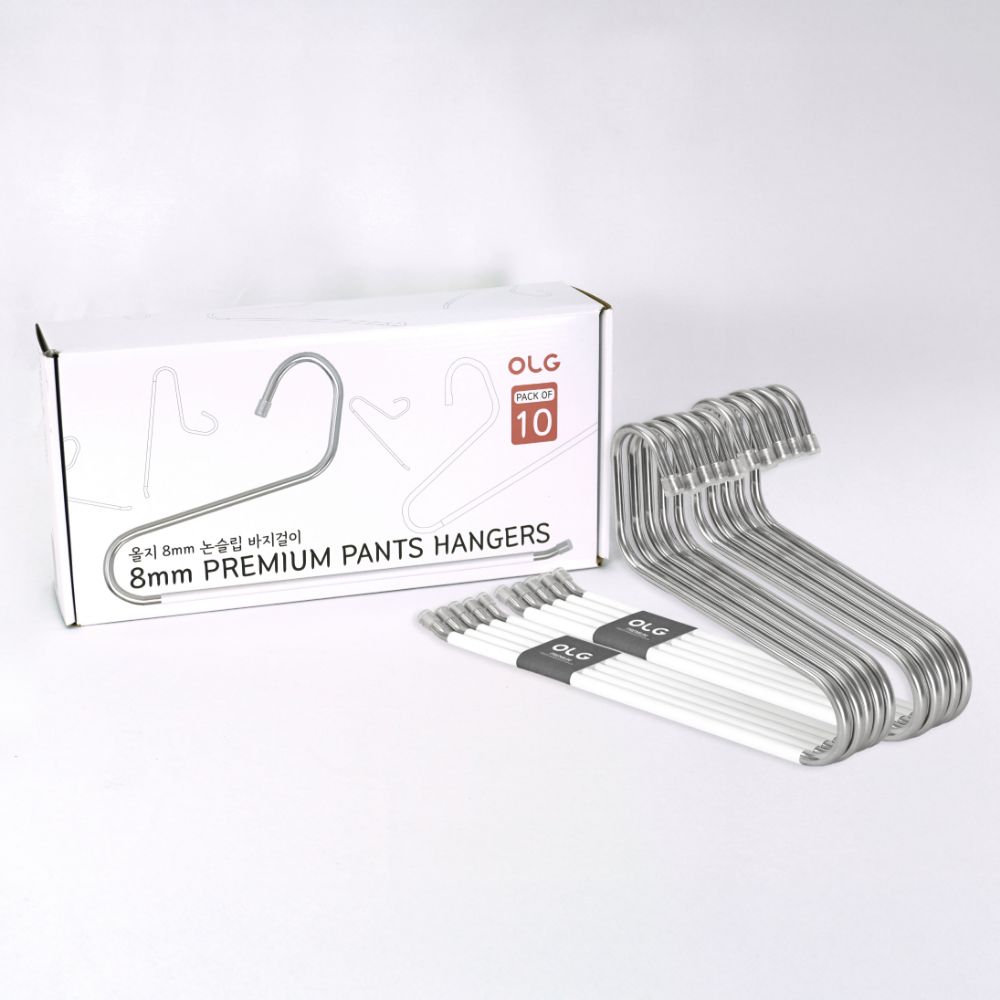 올지 8mm 논슬립 바지걸이 스텐 화이트, 10개 이미지 4