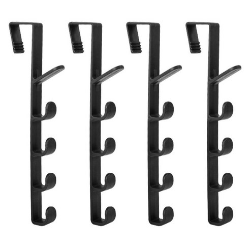 모노플리 욕실 씽크대 다용도 도어 후크 걸이, 블랙, 4개 - 상품 이미지