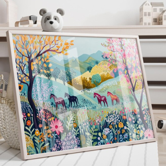 붉은 사랑의 말 그림 북유럽 대형 인테리어 포스터 액자 감성 아트포스터 - 상품 이미지
