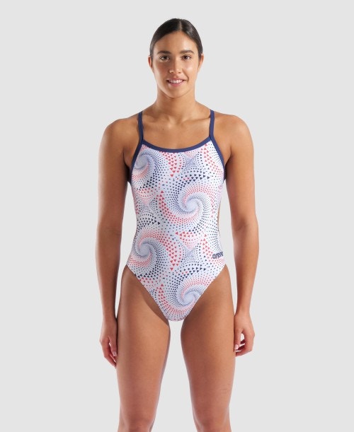 Arena Fireflow Challenge Back One Piece White Multi/Navy, 36 - 상세 이미지 2