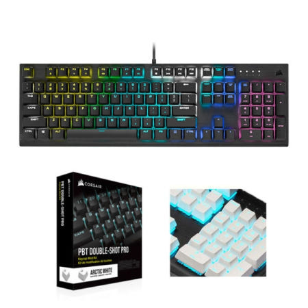 CORSAIR K60 PRO RGB 게이밍 기계식 키보드 비올라축 + PBT 이중사출 프로 한글 각인 키캡 (화이트)