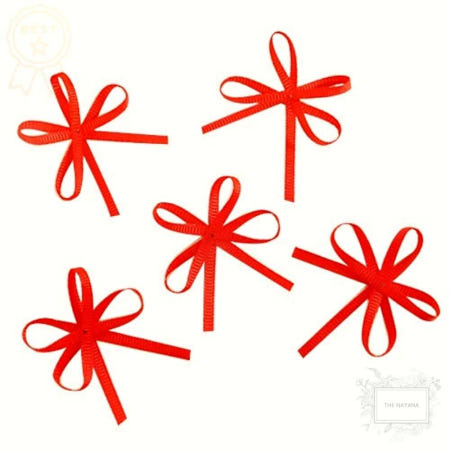 [나야나협력사]미니리본 가는골직 빨강 리본타이 선물포장 장식 데코 소품 수량옵션확인