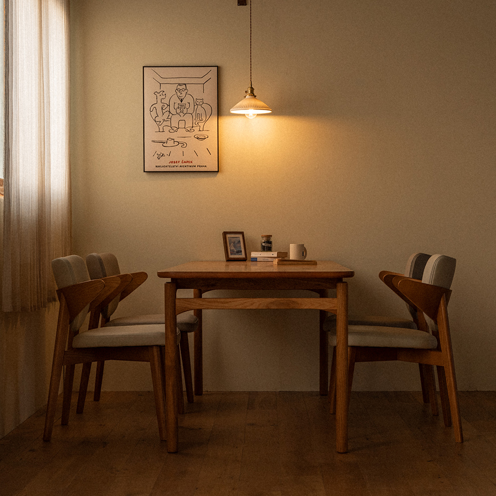 번드 리프 원목 카페 인테리어 의자 오크