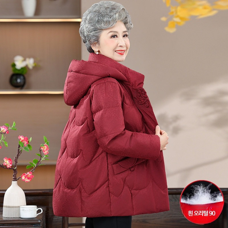 할머니 패딩 덕다운 70대 80대 중장년 오리털 점퍼 파카 - 상세 이미지 3