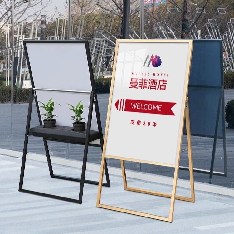 야외 디스플레이 포스터 스탠드 수직 광고 거치대 게시판 60x90 블랙 (보드O 바퀴O) - 상세 이미지 3