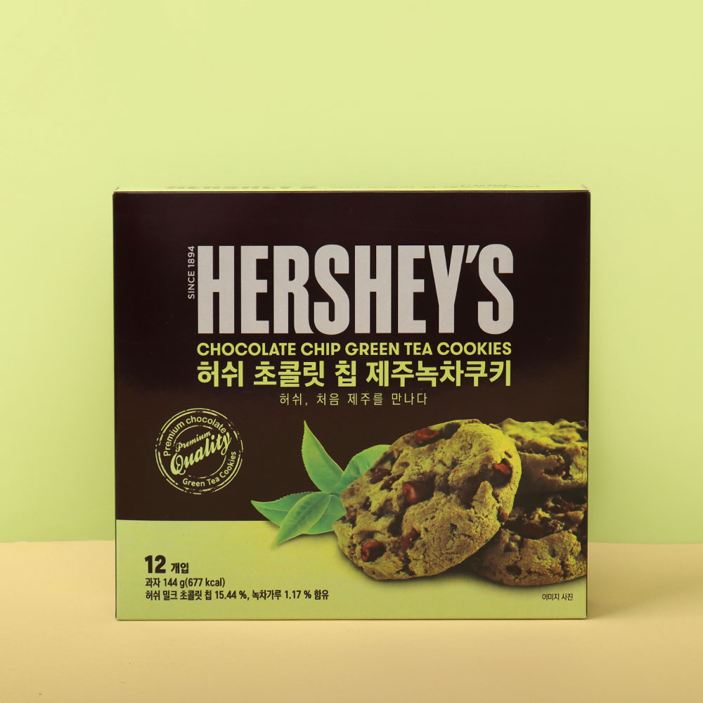 허쉬 초콜릿칩 제주녹차쿠키 1상자 제주도특산품 말차 과자 간식 - 상세 이미지 3