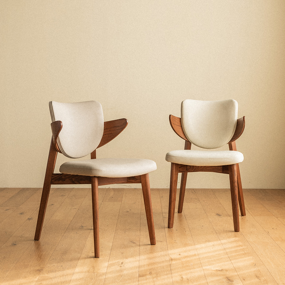 번드 리프 원목 카페 인테리어 의자 월넛