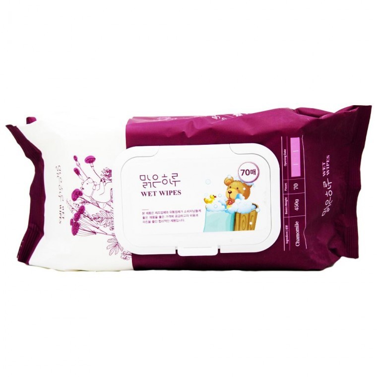 맑은하루 물티슈 캡형 450g 70매 - 상품 이미지