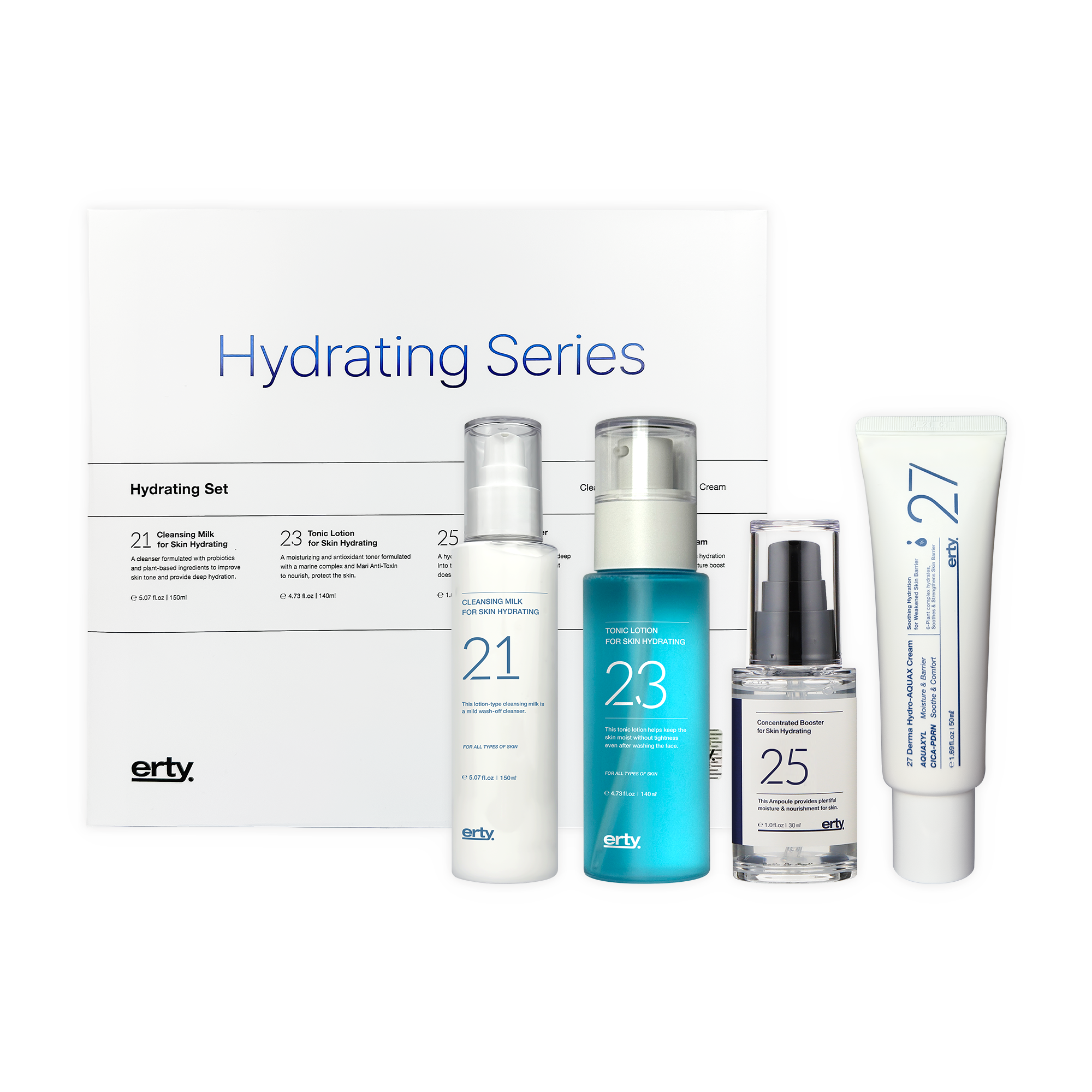 에르띠 하이드레이팅 시리즈 [21클렌징 밀크 150ml,  23토닉 로션 140ml, 25앰플 30ml, 27크림 50ml] - 상품 이미지