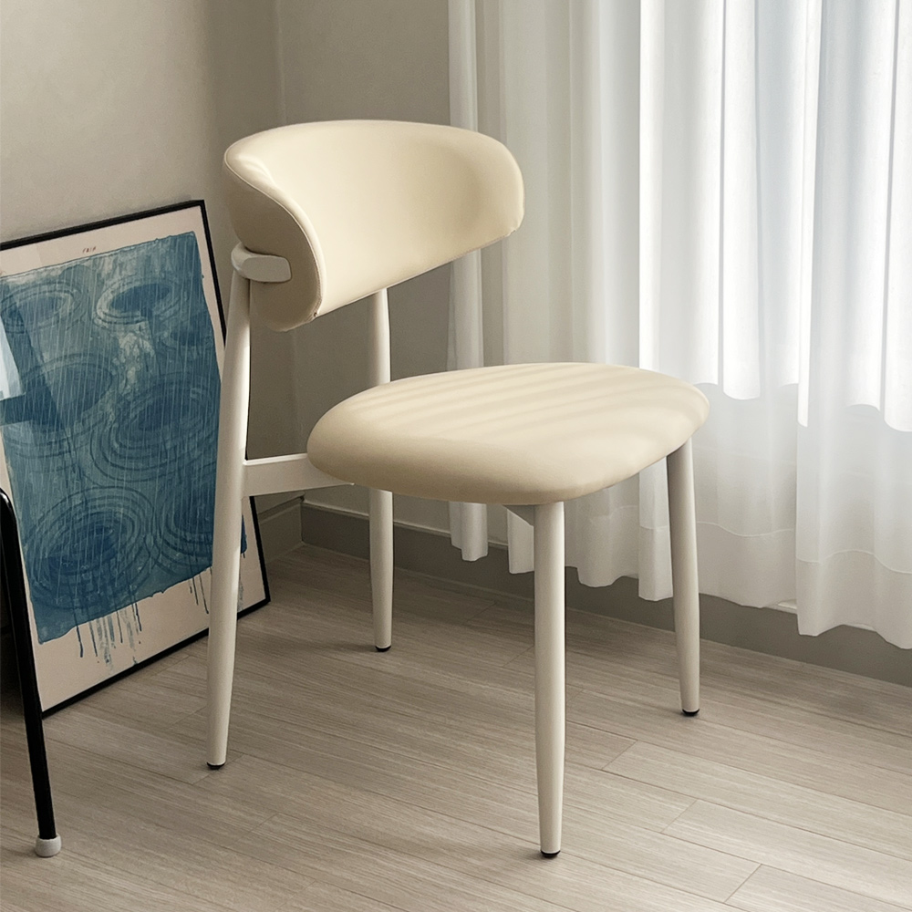 솔리브 편한 식탁의자 화이트 실리콘 가죽 기능성 테이블의자 아이보리