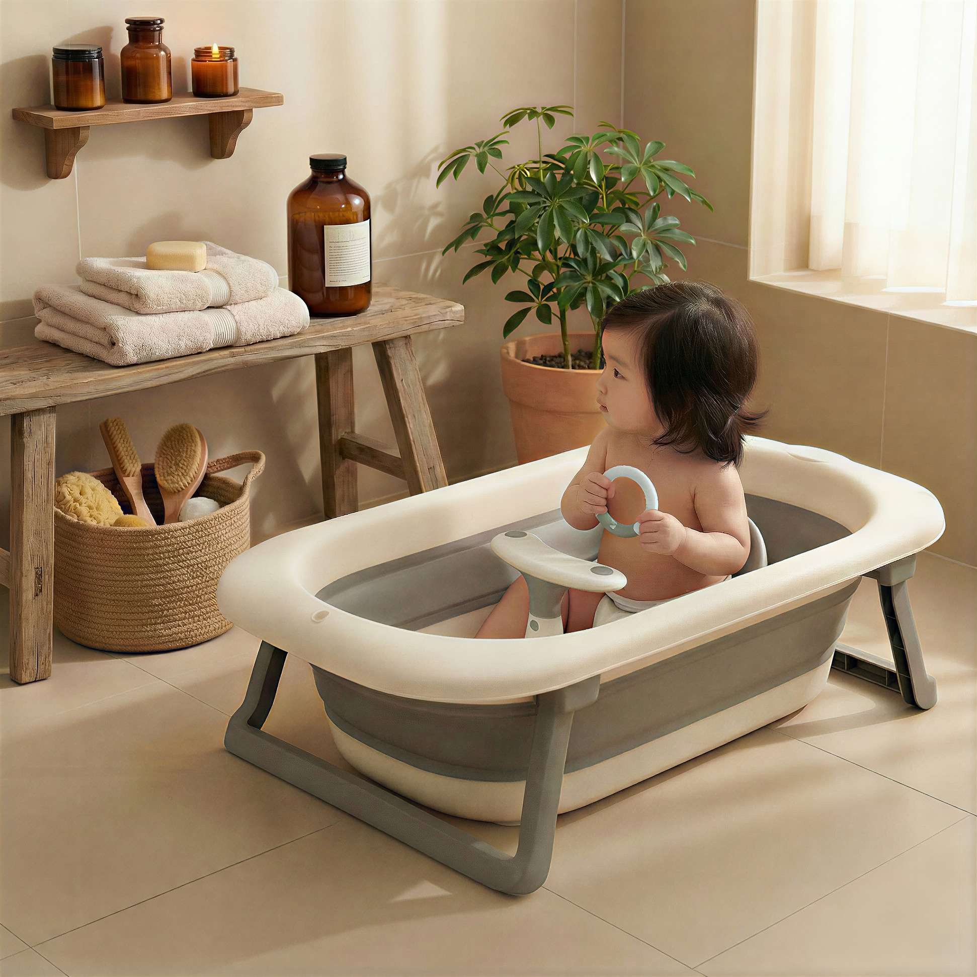 메리본 신생아 아기욕조 싱크대 목욕 접이식