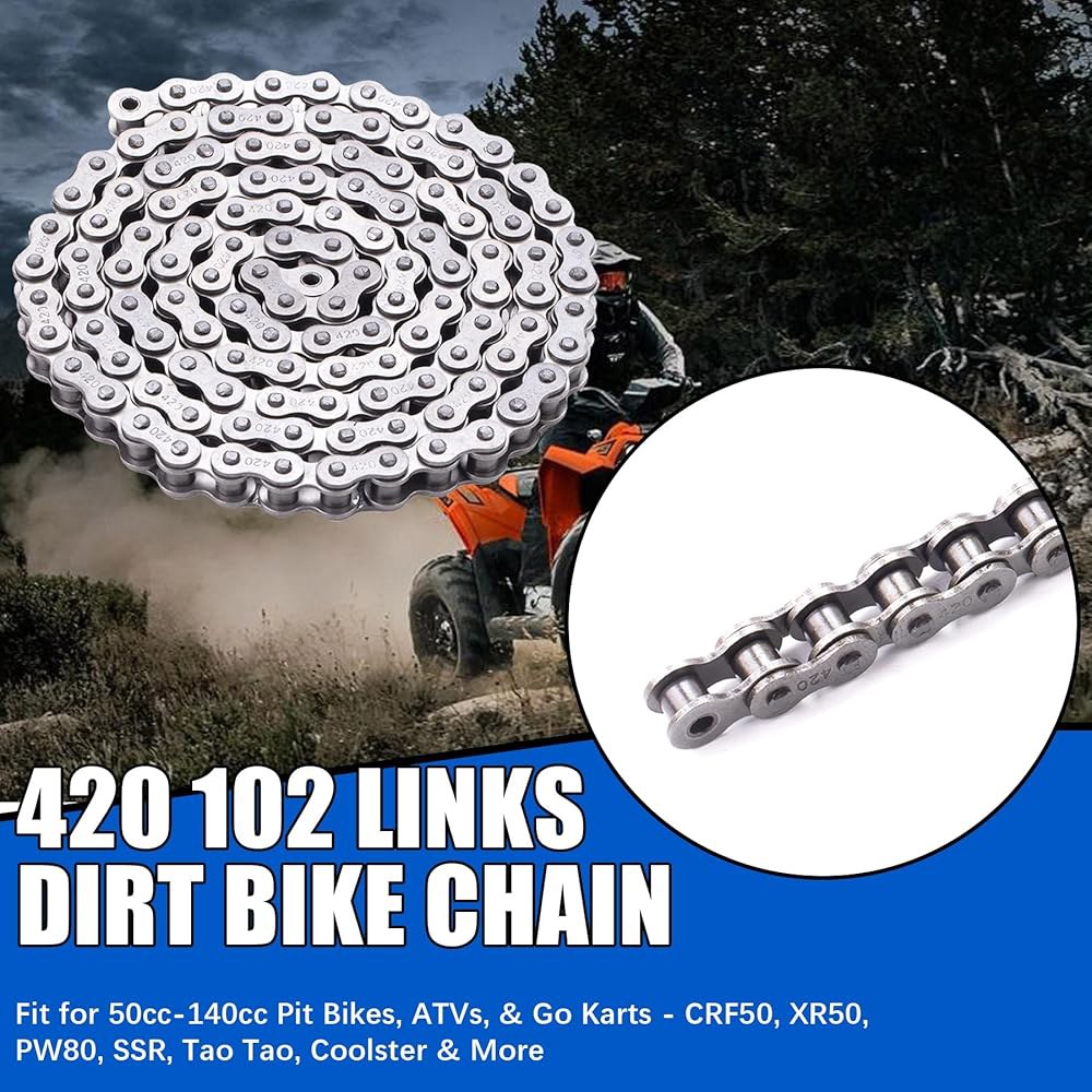 Kuiuk Ultimate 420 102 링크 더트 바이크 체인은 50cc-140cc 피트 바이크, ATV 및 Go 카트에 적합합니다 - CRF50, XR50, PW80, SSR, - 상세 이미지 3