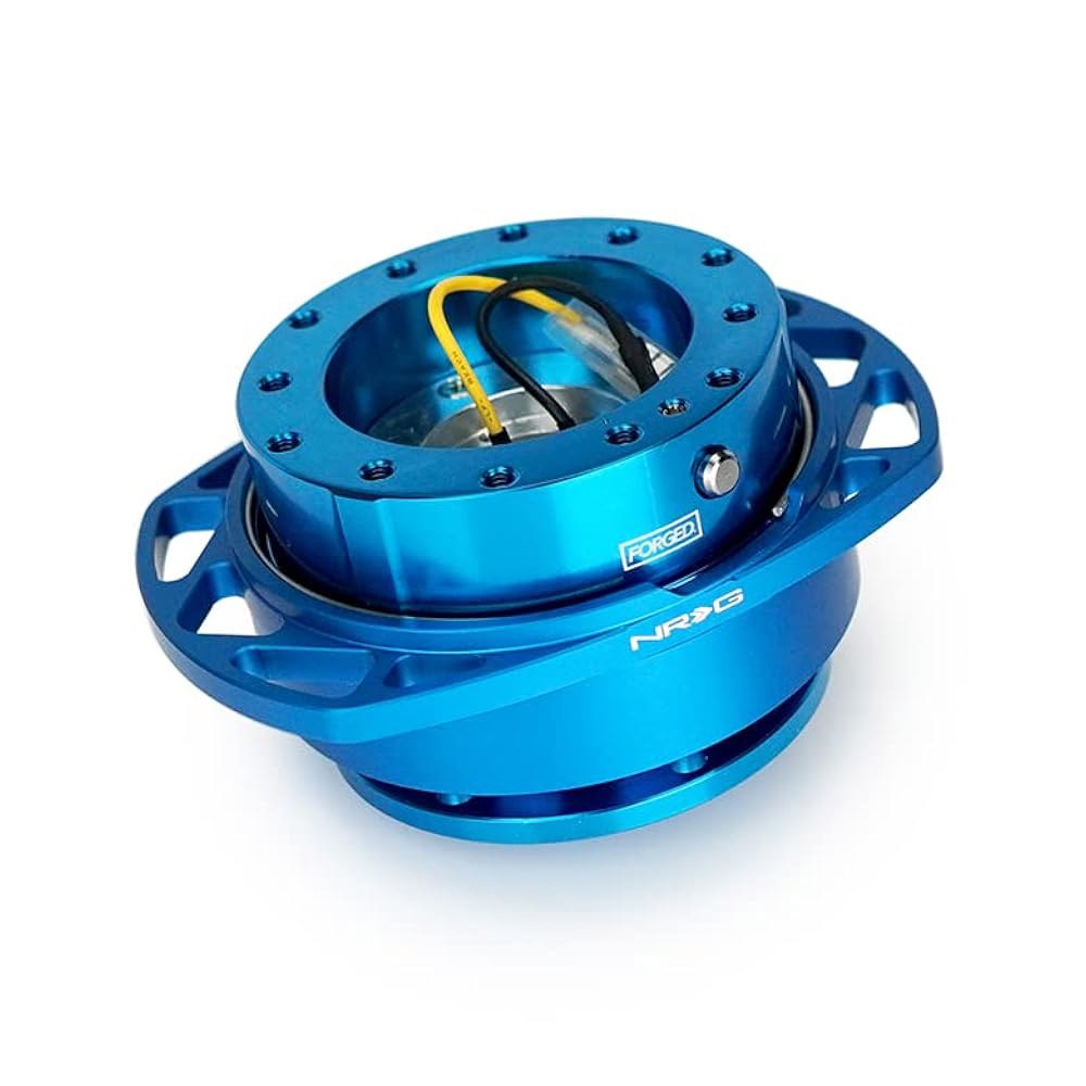 NRG-SRK-257BL-BL Gen 2.0 스티어링 휠 키트 6x74mm 퀵 볼트 및 컷아웃 바디/블루 링 어댑터, 6x70mm 블루 패턴 릴리즈 Blue - 상품 이미지