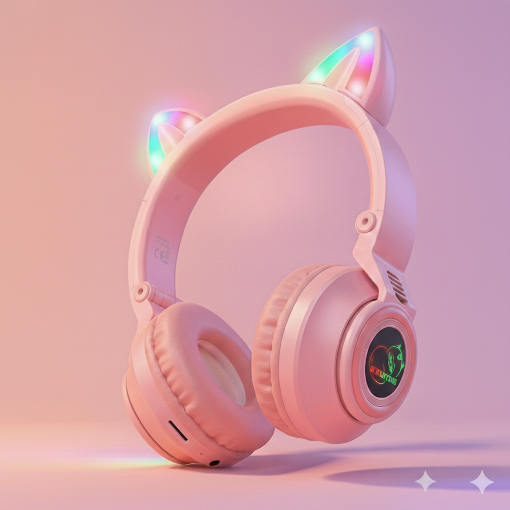 무선 고양이 귀 블루투스 헤드셋 어린이 초등 유아 헤드폰 제품 이미지