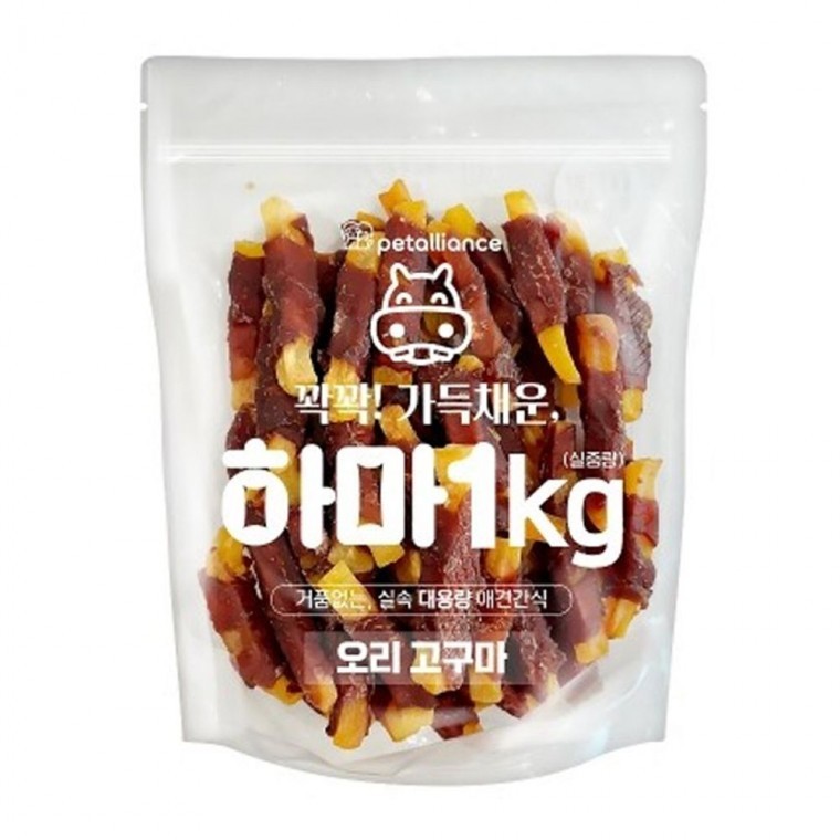 강아지 오리 고구마말이 져키 1kg 1P 영양 사사미 - 상품 이미지