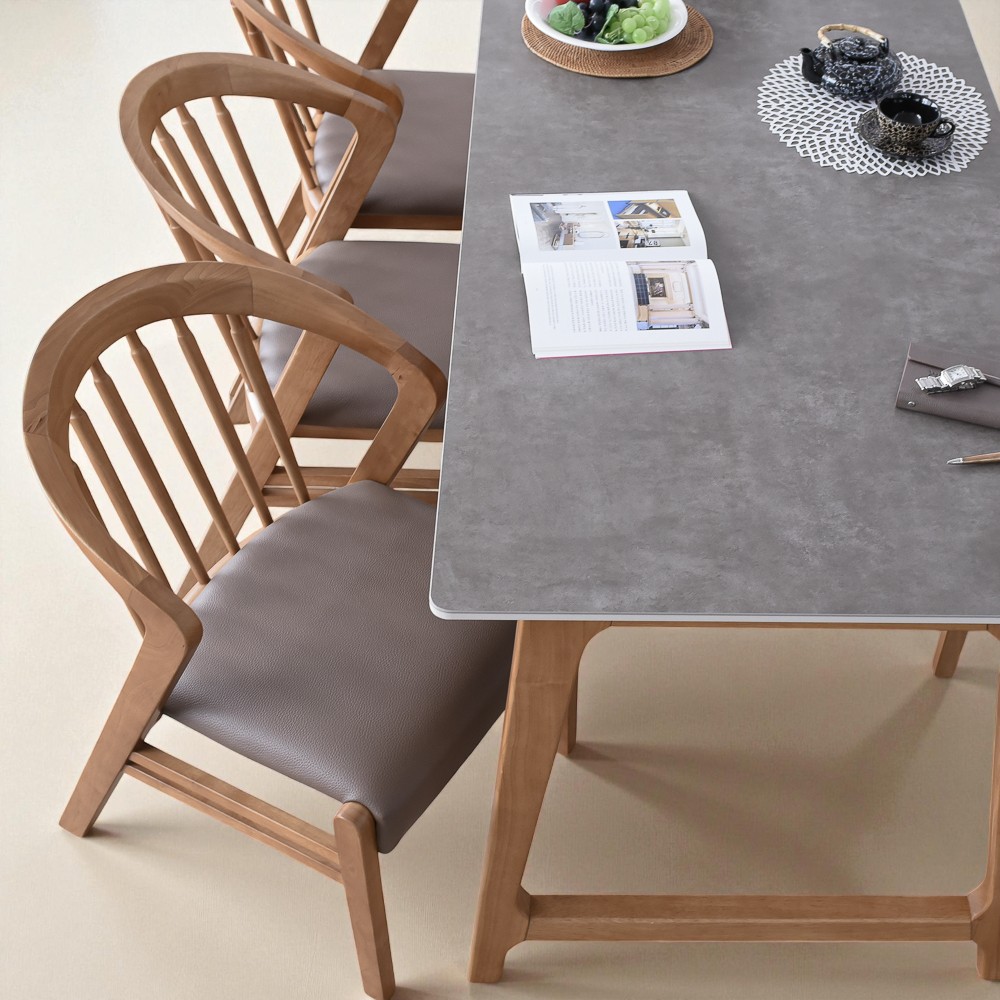 이즈네이처 써클 Italy 세라믹 6인용식탁세트 원목식탁 3인벤치1+의자3