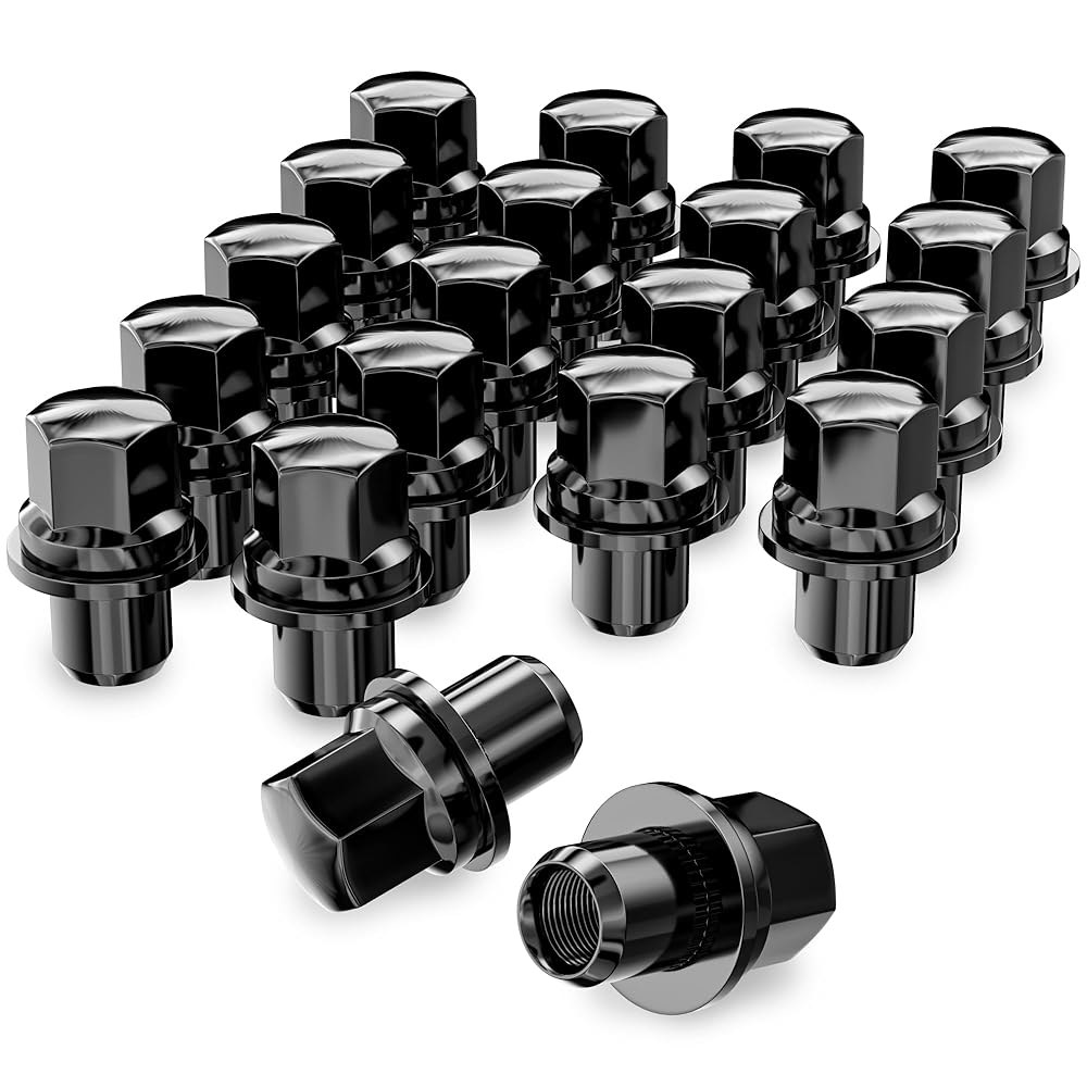 YIZBAP 20피스 M14x1.5 블랙 클로즈드 LR3 높이 LR4 휠 러그 및 엔드 스포츠용 스타일 시트 4.8cm(1.81인치) 너트 랜드로버 2.2cm(0.87인치) 육각 - 상품 이미지