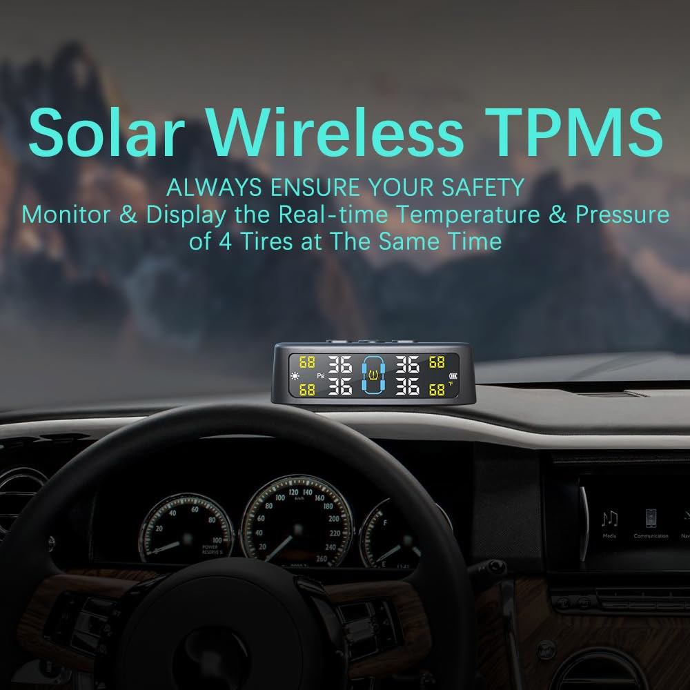 압력 모니터링 시스템, 태양열 및 TPMS, TPMS VAN, USB 있는 기능이 6가지 컬러 알람 자동차, SUV, 디스플레이 모니터 모드가 센서 타이어 충전 LCD 4개의 RV - 상세 이미지 2