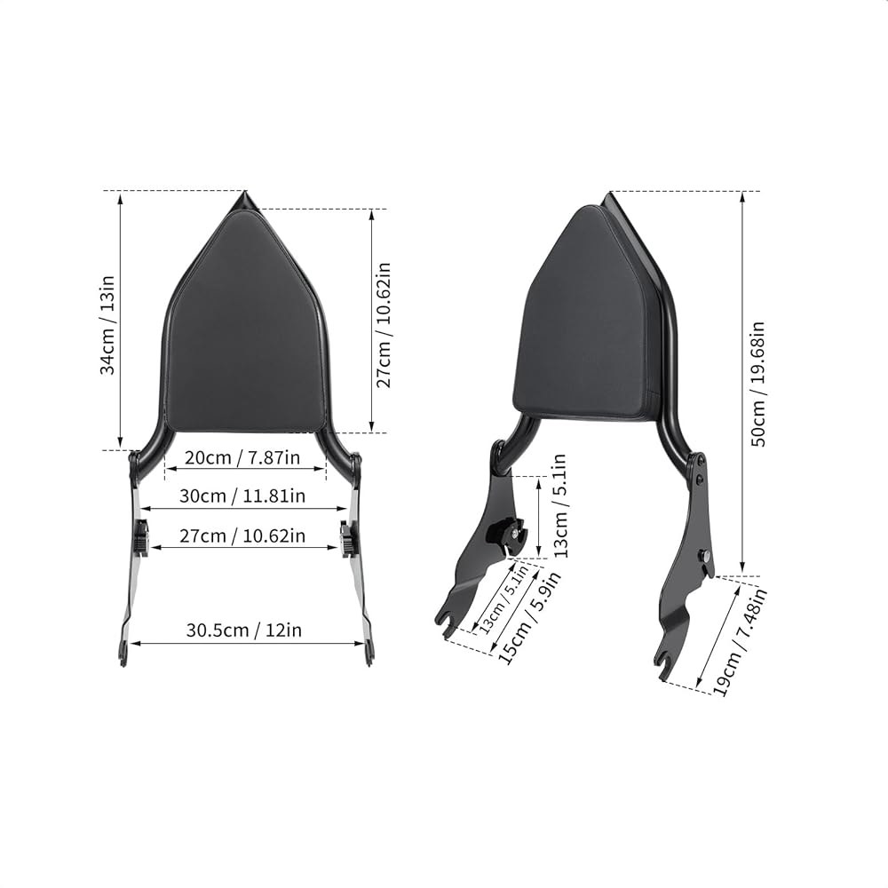 할리 데이비슨 투어 일렉트라 글라이드, 로드 킹, 스트리트 울트라 리미티드 2009-2025 (블랙)에 적합한 시시 바 등받이 탈착식 조수석 패드 Black - 상세 이미지 2