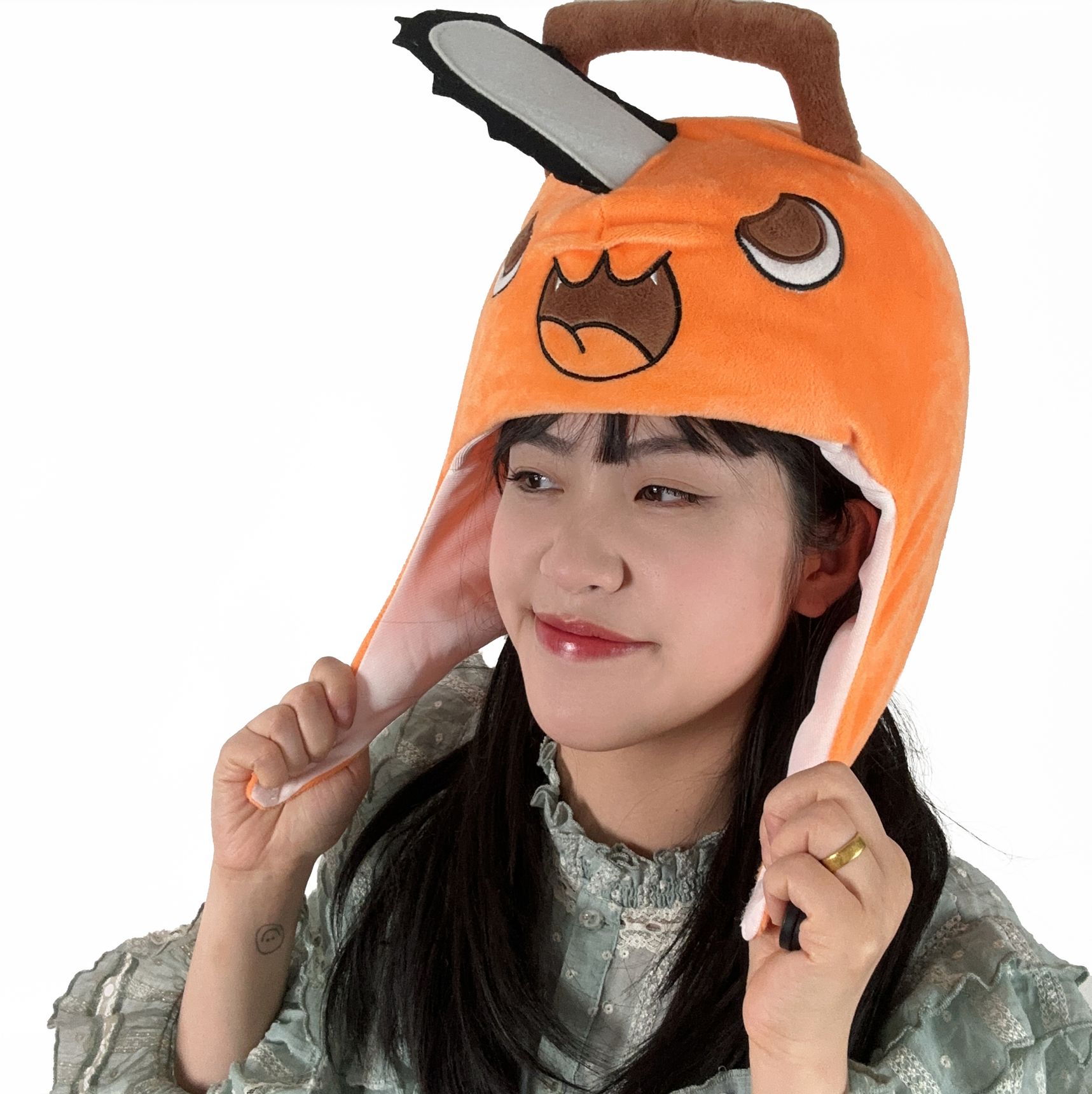 체인소맨 봉제 머리 장식 애니메이션 할로윈 코스프레 코스튬 따뜻한 모자 사진 드레스업 소품 치비토 프리사이즈 - 상세 이미지 3