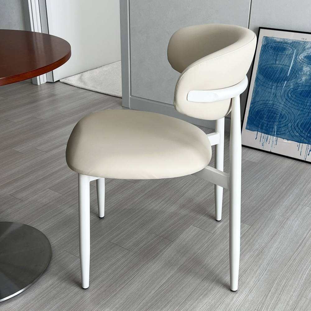솔리브 편한 식탁의자 화이트 실리콘 가죽 기능성 테이블의자 아이보리