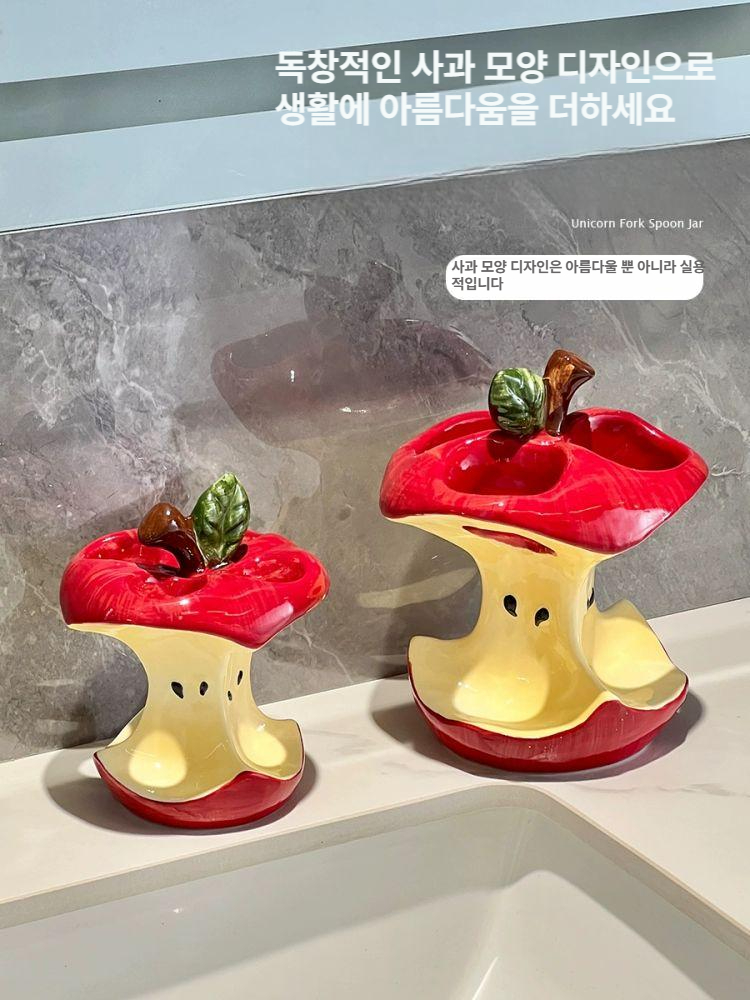 믹 전동 칫솔 보관대 욕실 세면대 칫솔꽂이 정리함 3홀 사과 칫솔꽂이 칫솔컵 이미지 6