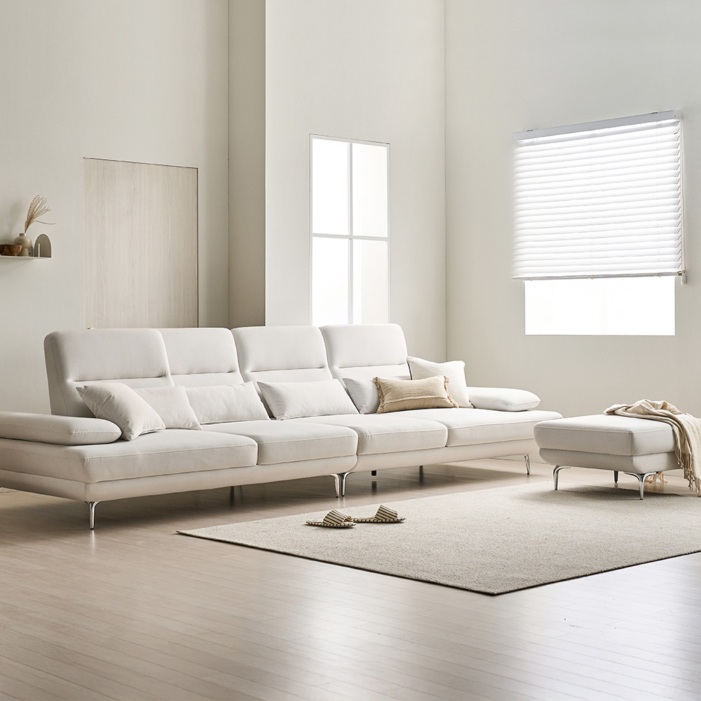 장인가구 도이 6인용 푹신한 스윙쇼파 타이보텍스 패브릭소파 이지클린 방수 소파 스툴포함