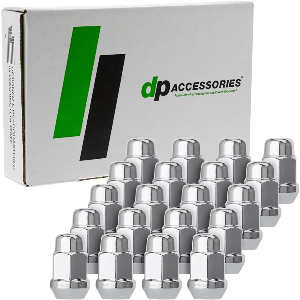 DPAccessories 크롬 1/2-20 러그 너트 높이 20개 벌지 육각 D3112-HT-2305/20 (1.4인치) 에이콘 (3/4인치) 세트 36mm 엔드 19mm 클로즈드 - 상품 이미지