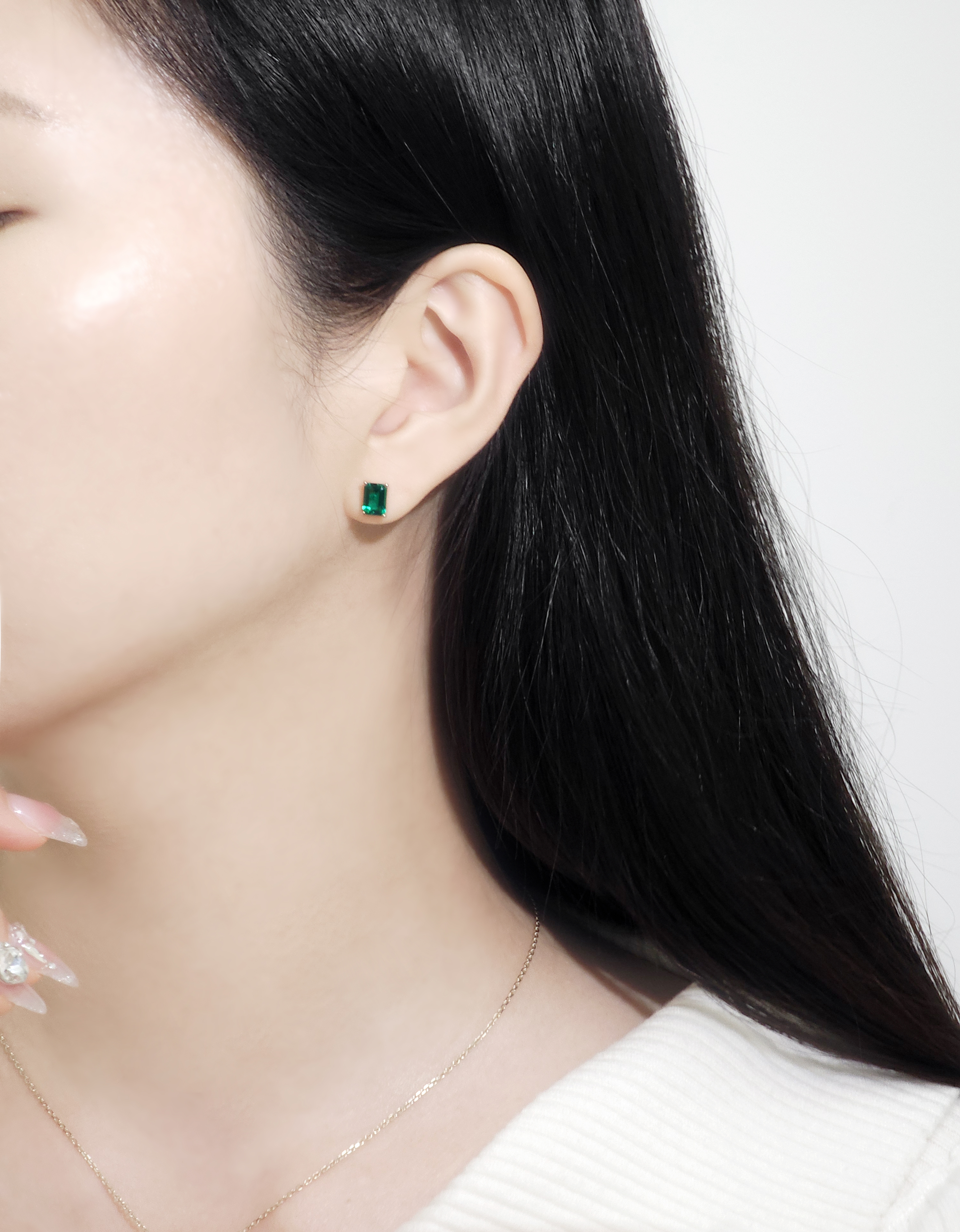 랩에메랄드 귀걸이 에메랄드컷 14k 18k 이미지 7