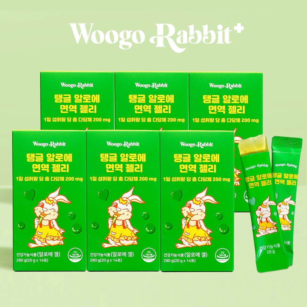 [6박스] 우고래빗 탱글 알로에 면역 젤리 베라겔 다당체 이뮨 젤리 스틱 14포, 6개 제품 이미지