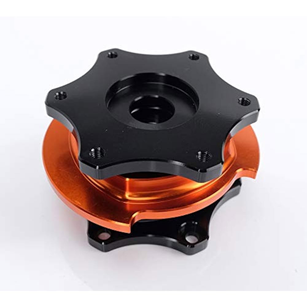 NRG Innovations NRG-SRK-R200BK-OR SFI 42.1 릴리즈 패턴 블랙 허브 쇼트 D형 볼트 6x70mm 시니 퀵 Spec 바디/오렌지 링 핸들 어댑터, - 상세 이미지 2