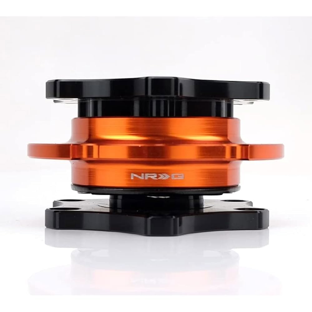 NRG Innovations NRG-SRK-R200BK-OR SFI 42.1 릴리즈 패턴 블랙 허브 쇼트 D형 볼트 6x70mm 시니 퀵 Spec 바디/오렌지 링 핸들 어댑터, - 상품 이미지