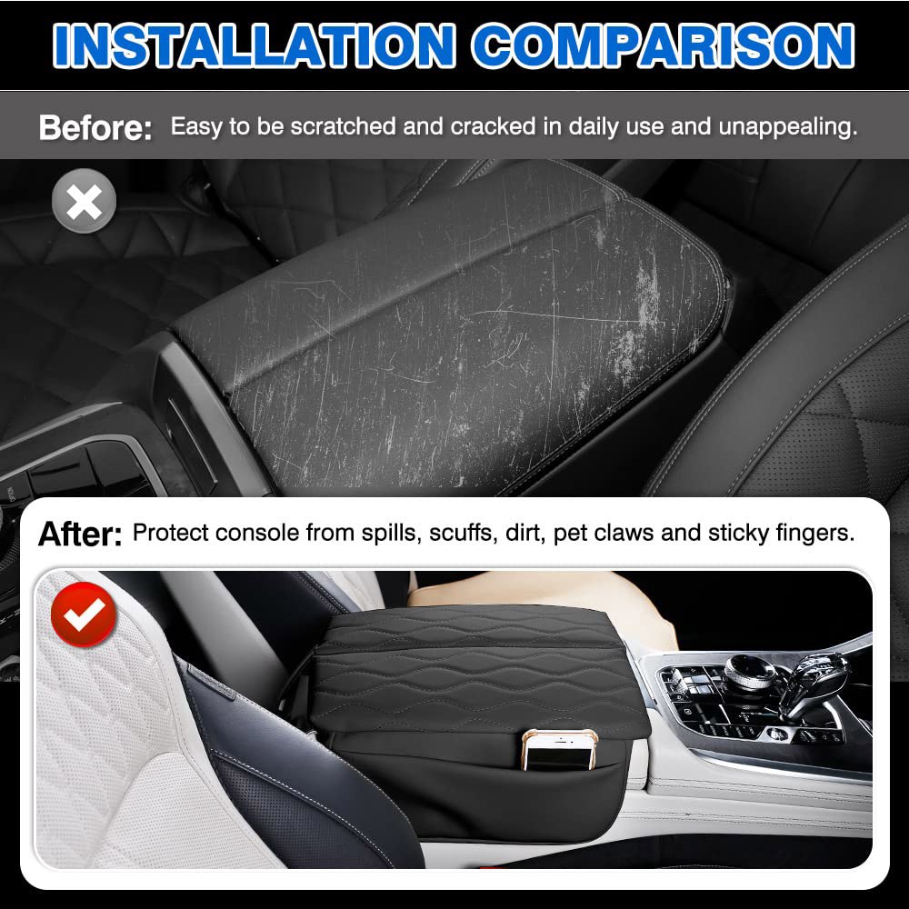 Karltys BMW X5 G05/ X7 센터 포함 2026/ 2026용 2020-2025 G06 X6 X5용 가죽 (블랙) 포켓 중간 방수 팔걸이 2019-2025 G07 보관 - 상세 이미지 3