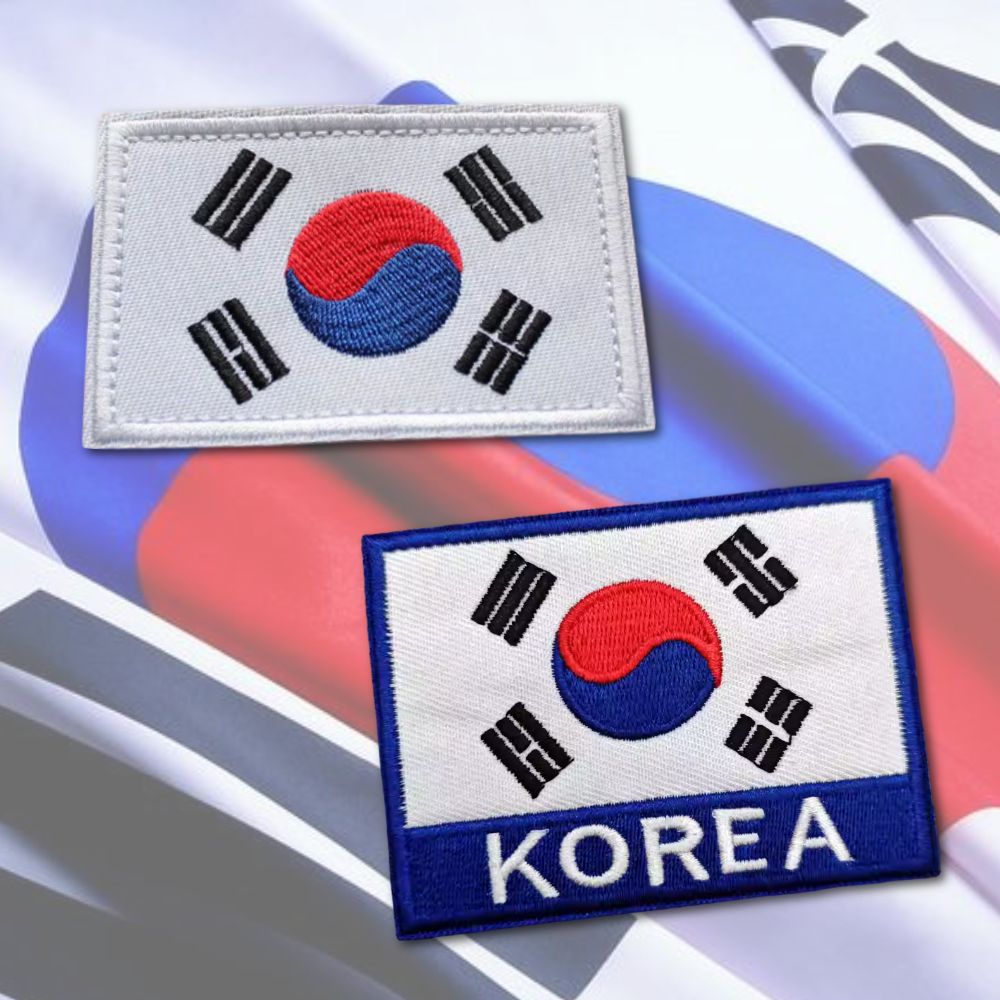 국기 스티커 프리미엄 와펜 찍찍이 한국 국기 탈착식 - 상품 이미지