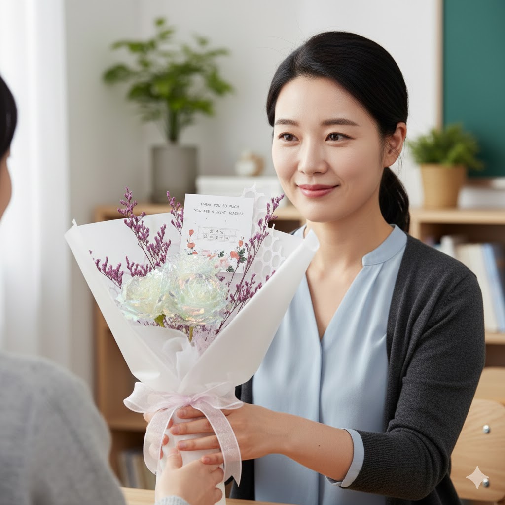 장미 홀로그램 선생님 꽃다발 스승의날꽃 - 상품 이미지